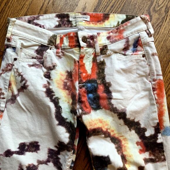 Isabel Marant Etoile Slim Multi-Color Tie-Dye Reilly Printed Jeans Trousers 38/8 - Picture 5 of 14